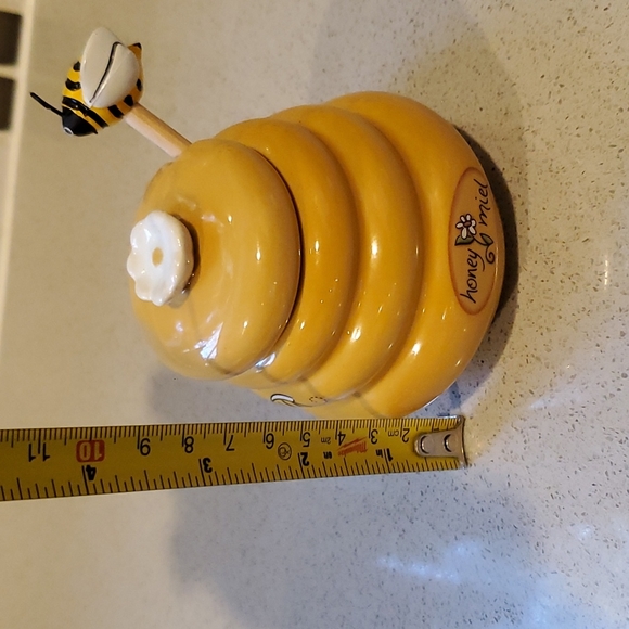 🐝 Mini Beehive Honey Pot with Wooden Dipper 🍯 NEW - Picture 3 of 9